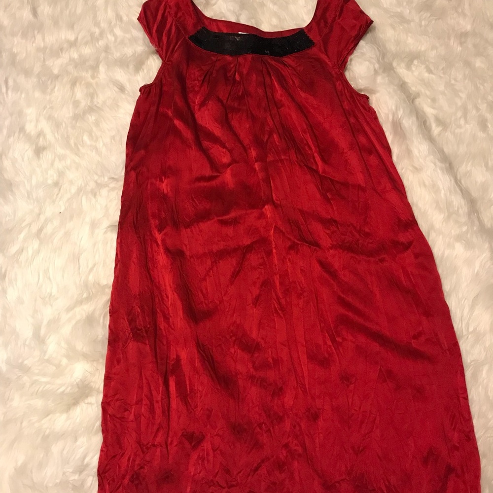 Vibrant red silk dress by OCOC